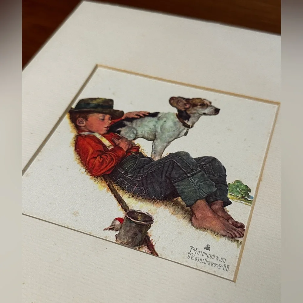 Two Vintage Norman Rockwell Boy with Dog Matted Prints (Free Gift?) - Picture 9 of 10